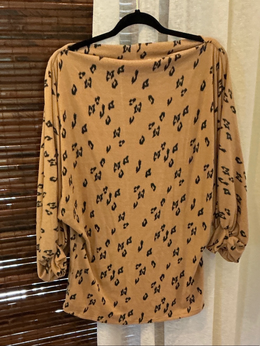 Vine & Love Tan and Black Leopard Print Long Sleeve Top